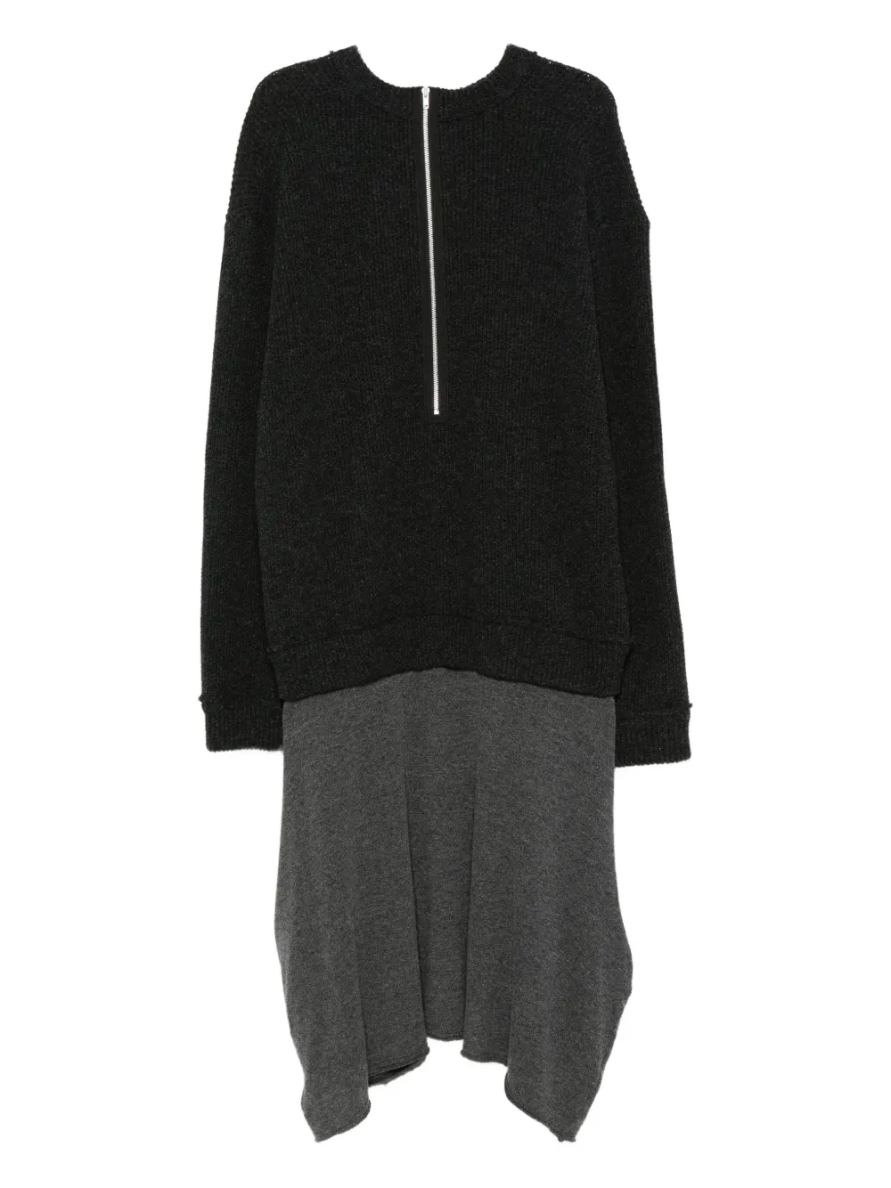 Comme Des Garçons Pre-Owned 2010s ribgebreide gelaagde jurk - Grijs