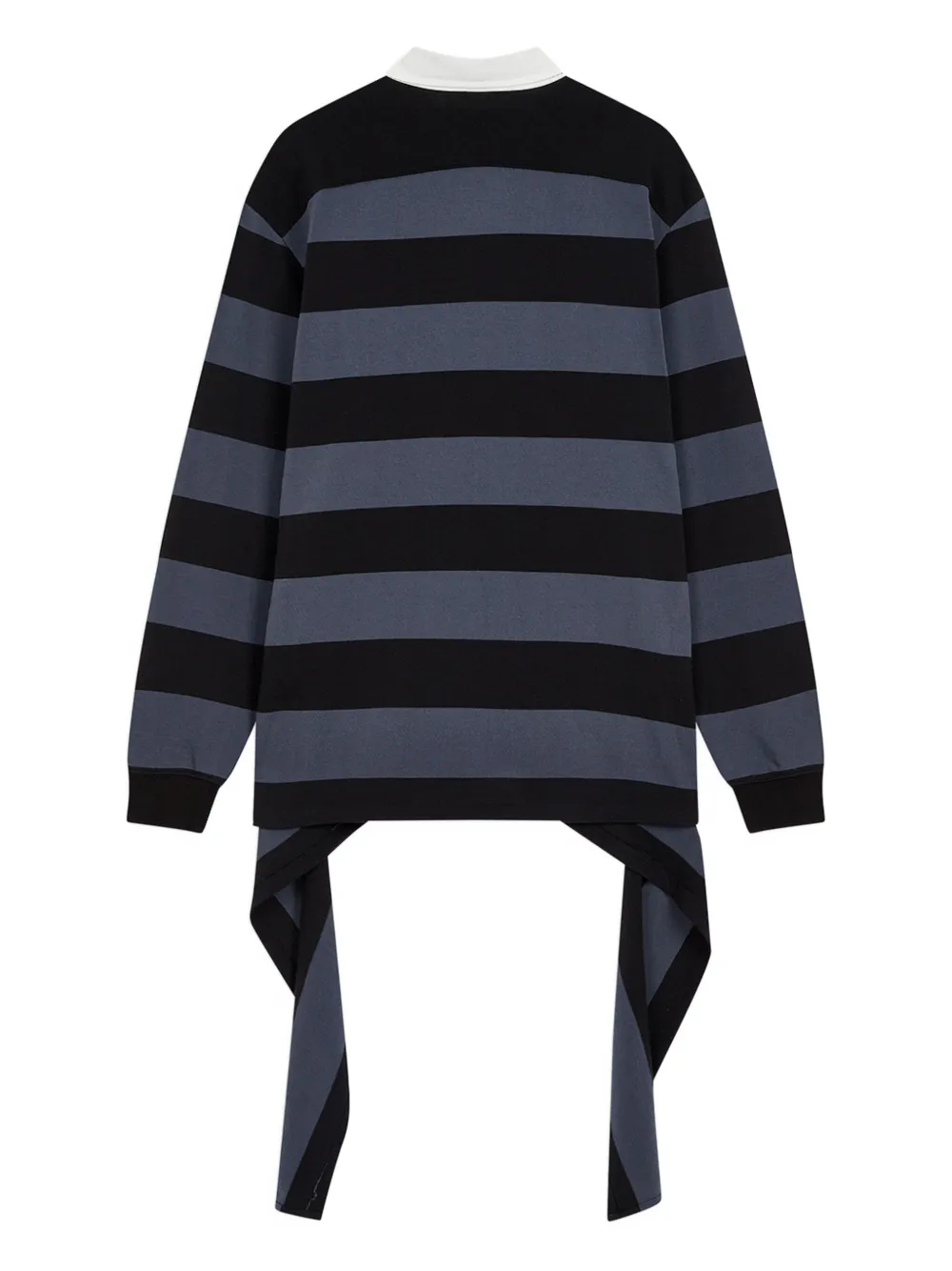 Open Yy Stripe-trimmed Asymmetrical-hem Shirt In Black