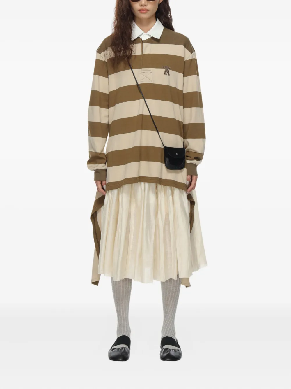 Open YY Asymmetrische blouse met gestreepte afwerking - Beige
