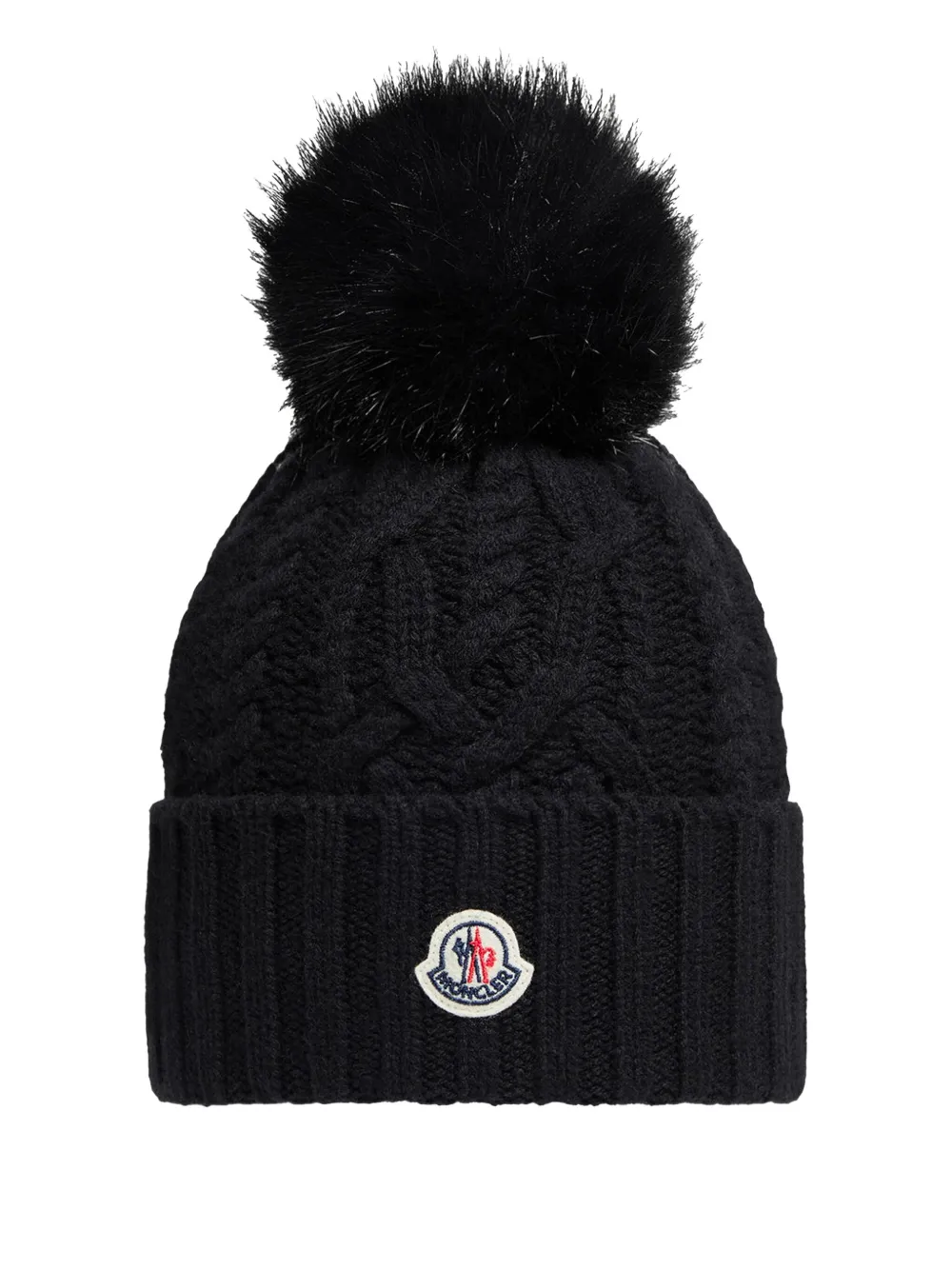 Moncler pom-pom cable-knit beanie Zwart