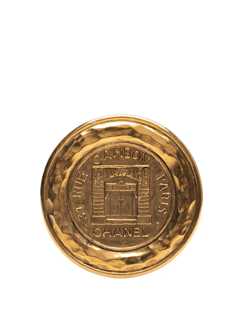 1970-1980 Gold Plated 31 Rue Cambon Round Brooch costume brooch