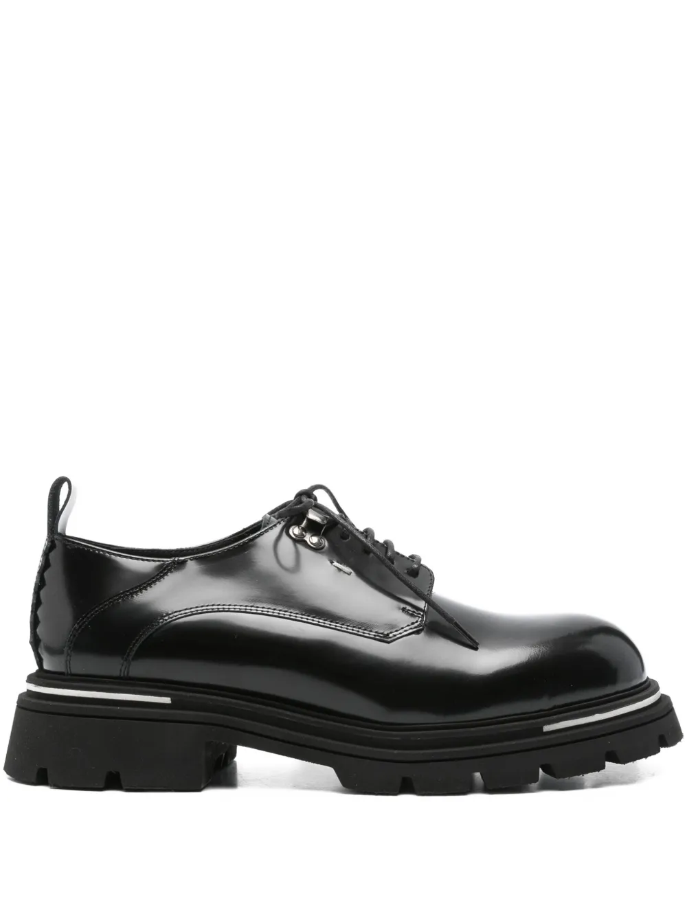The Antipode Leather Lace-up Platform Shoes In Blue