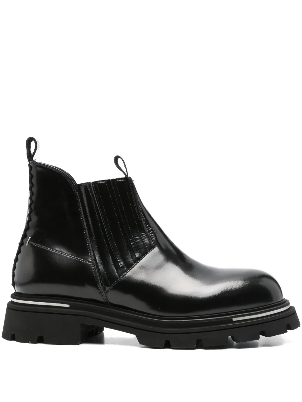 The Antipode Leather Stitched-panel Ankle Boots In Black