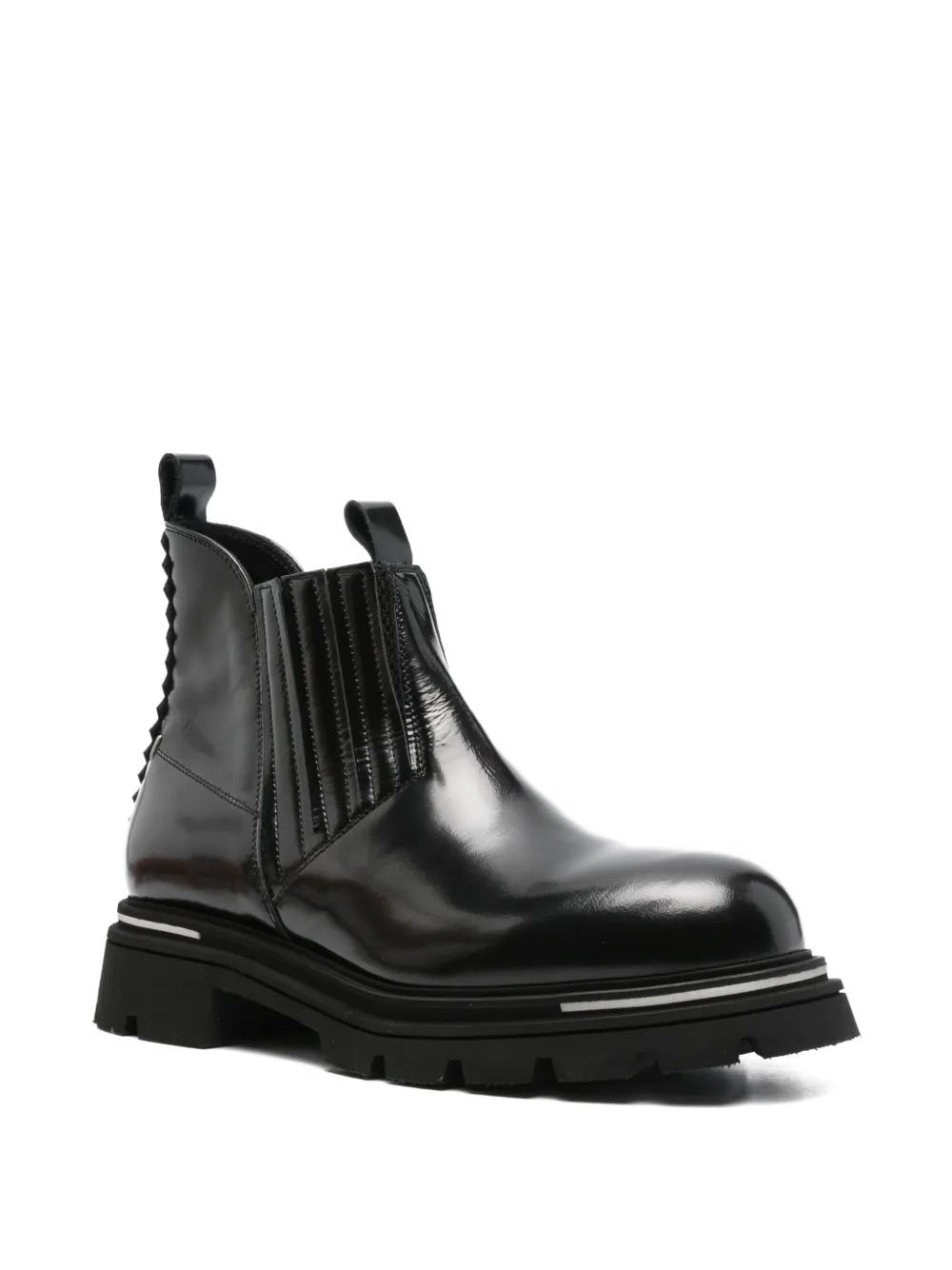 The Antipode Leather Stitched-panel Ankle Boots In Black
