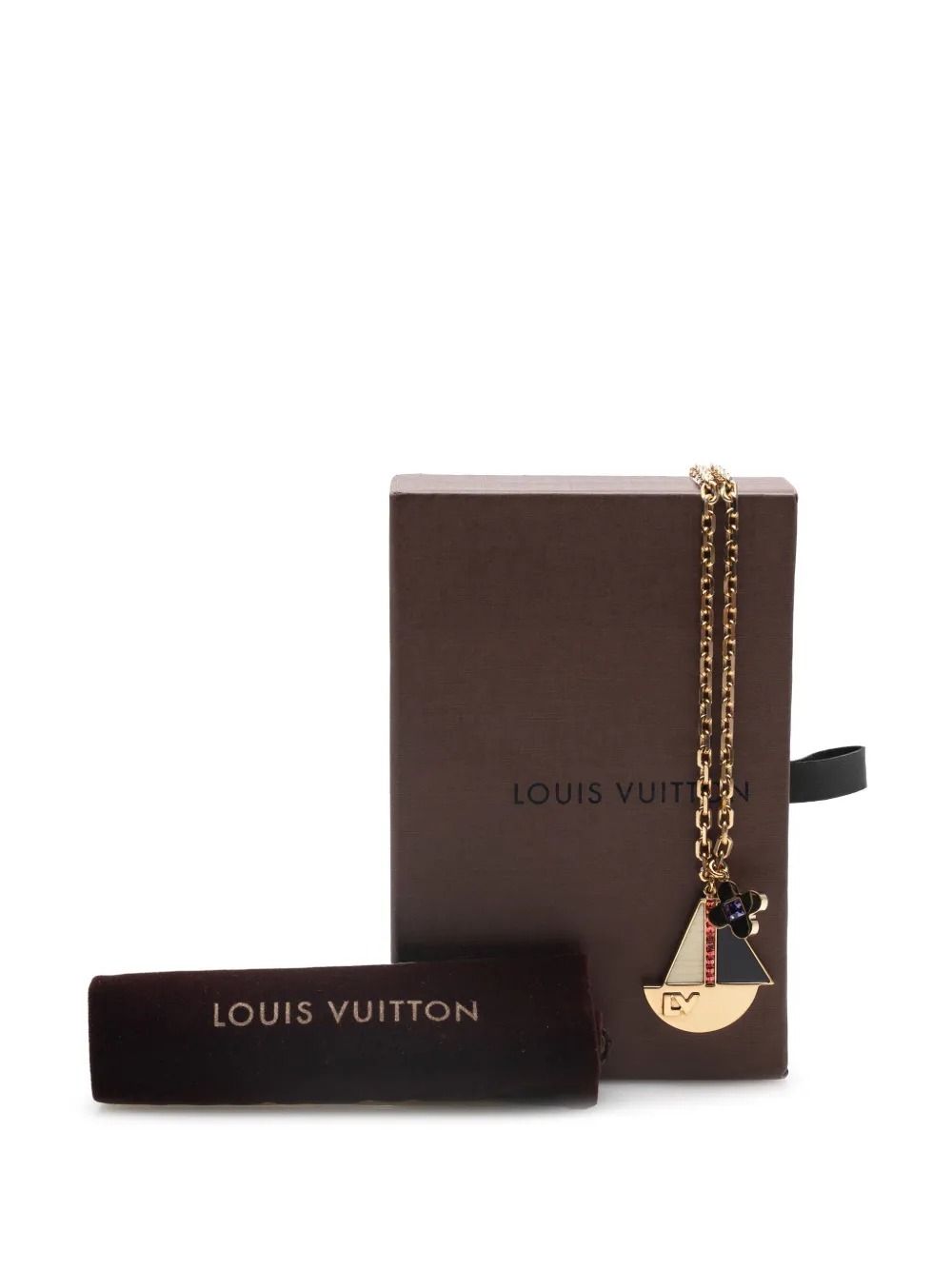 Pre-owned Louis Vuitton 2012 Gold Plated Resin Crystal Float Your Boat Pendant Necklace Costume Necklace