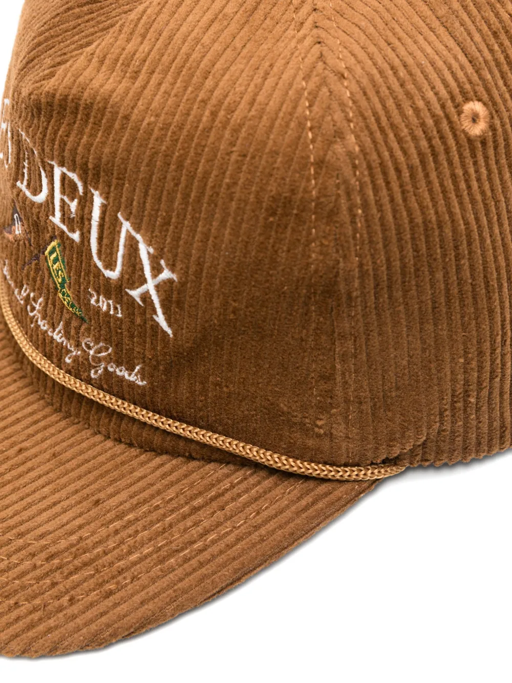 Les Deux Corduroy Logo-embroidered Baseball Cap In Brown