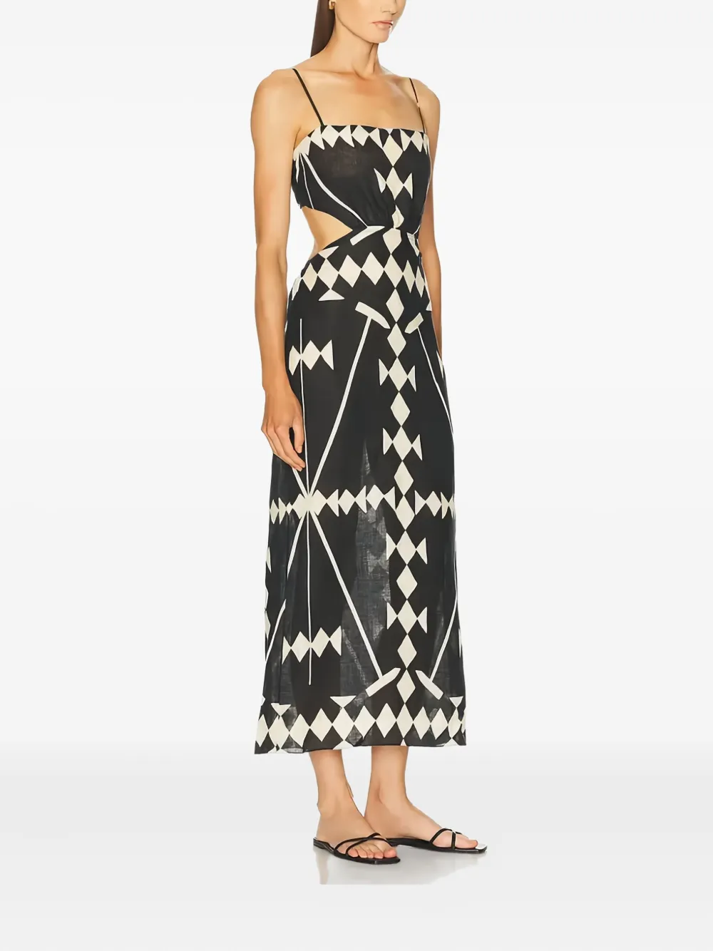 Johanna Ortiz geometric-print midi dress - Zwart