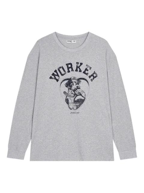 Open YY dog-graphic long-sleeve T-shirt