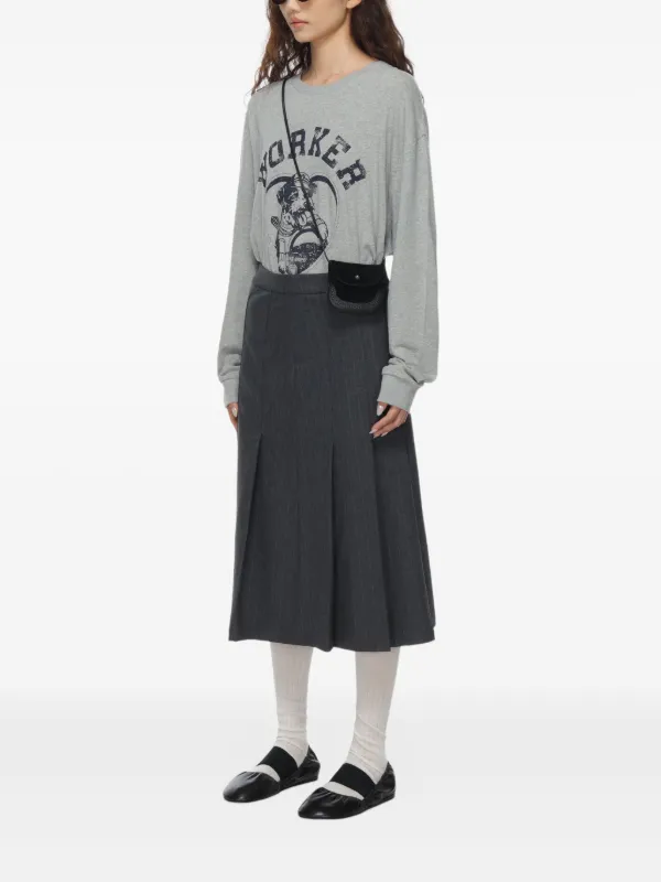 Open Yy WORKER プリント グレー 長袖Tシャツ Open Yy WORKER プリント グレー 長袖Tシャツ