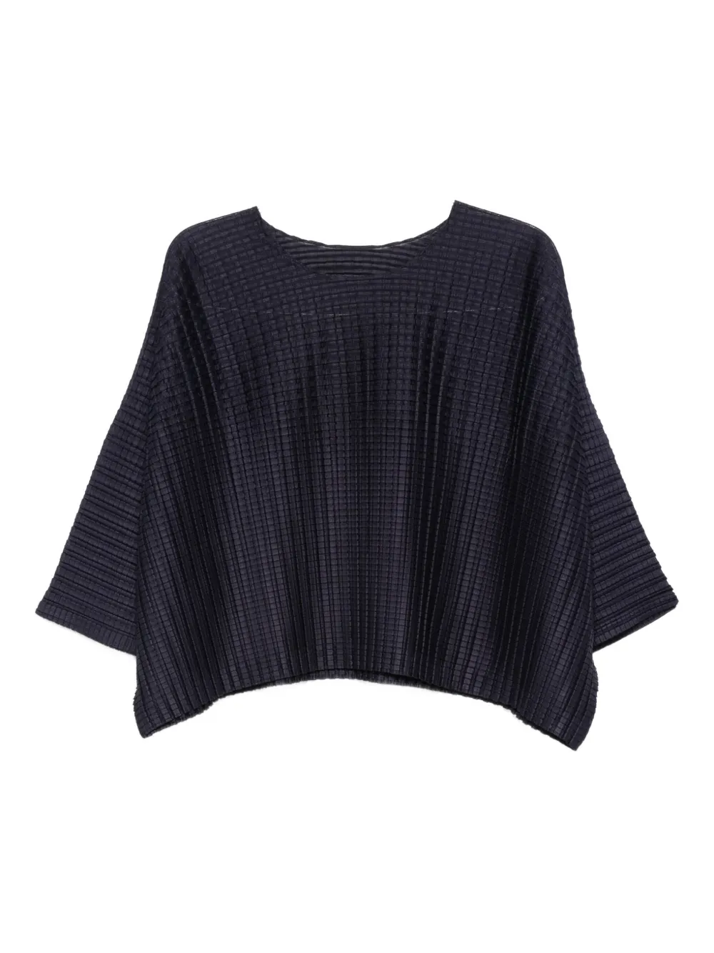 Pre-owned Issey Miyake 2010s Pleated Short-sleeved Top In Blue