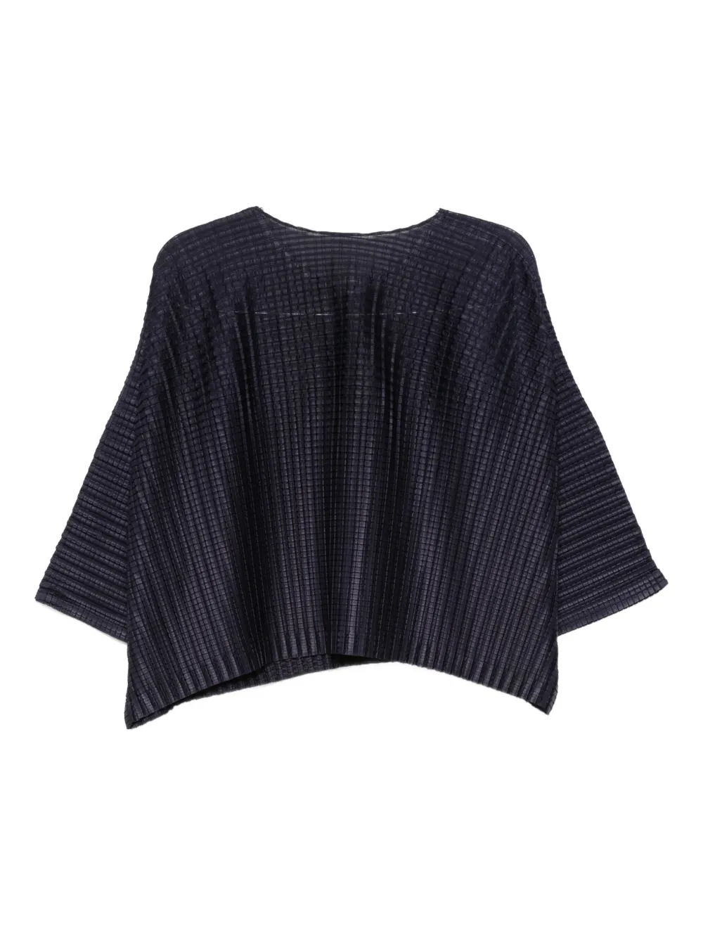 Pre-owned Issey Miyake 2010s Pleated Short-sleeved Top In Blue