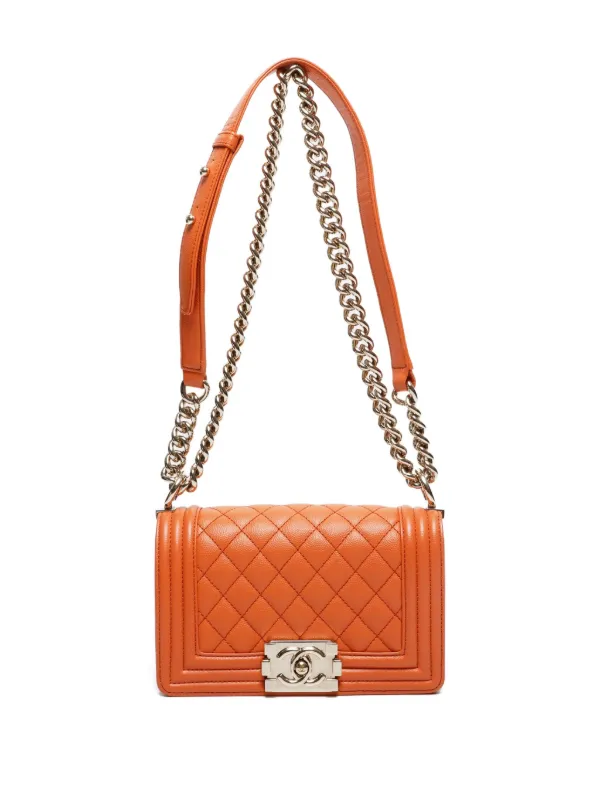 CHANEL Pre-Owned 2020s Boy Chanel Shoulder Bag Orange FARFETCH IN