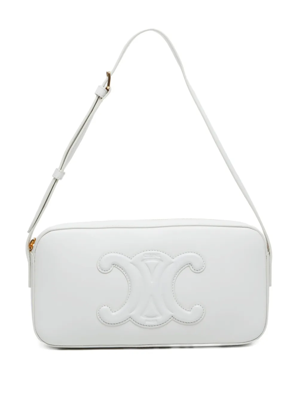 Pre-owned Celine 2020-2024s Triomphe Shoulder Bag In White