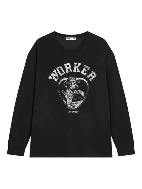Open YY dog-print long-sleeved sweatshirt