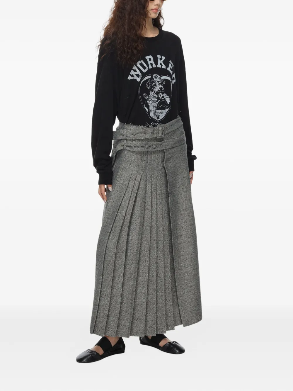 Open Yy Dog-print Long-sleeved Sweatshirt In Gold