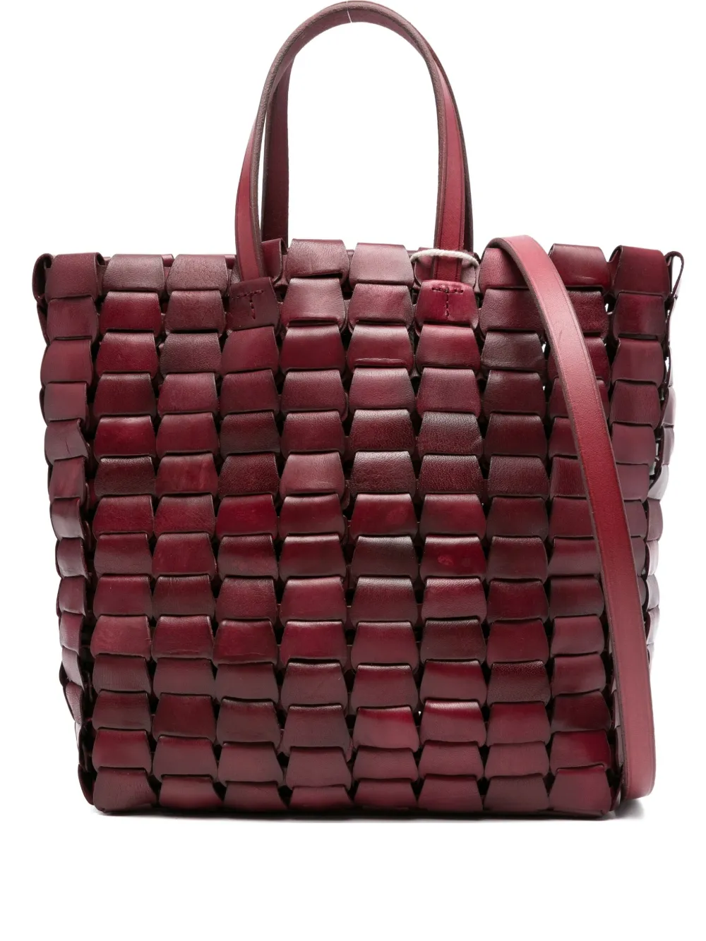 Dragon Diffusion Woven Leather Tote Bag In Red