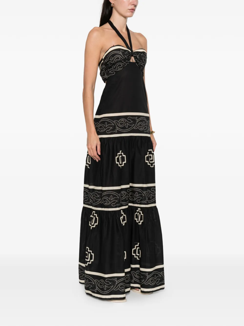 Johanna Ortiz Halter Graphic Maxi Dress In Black