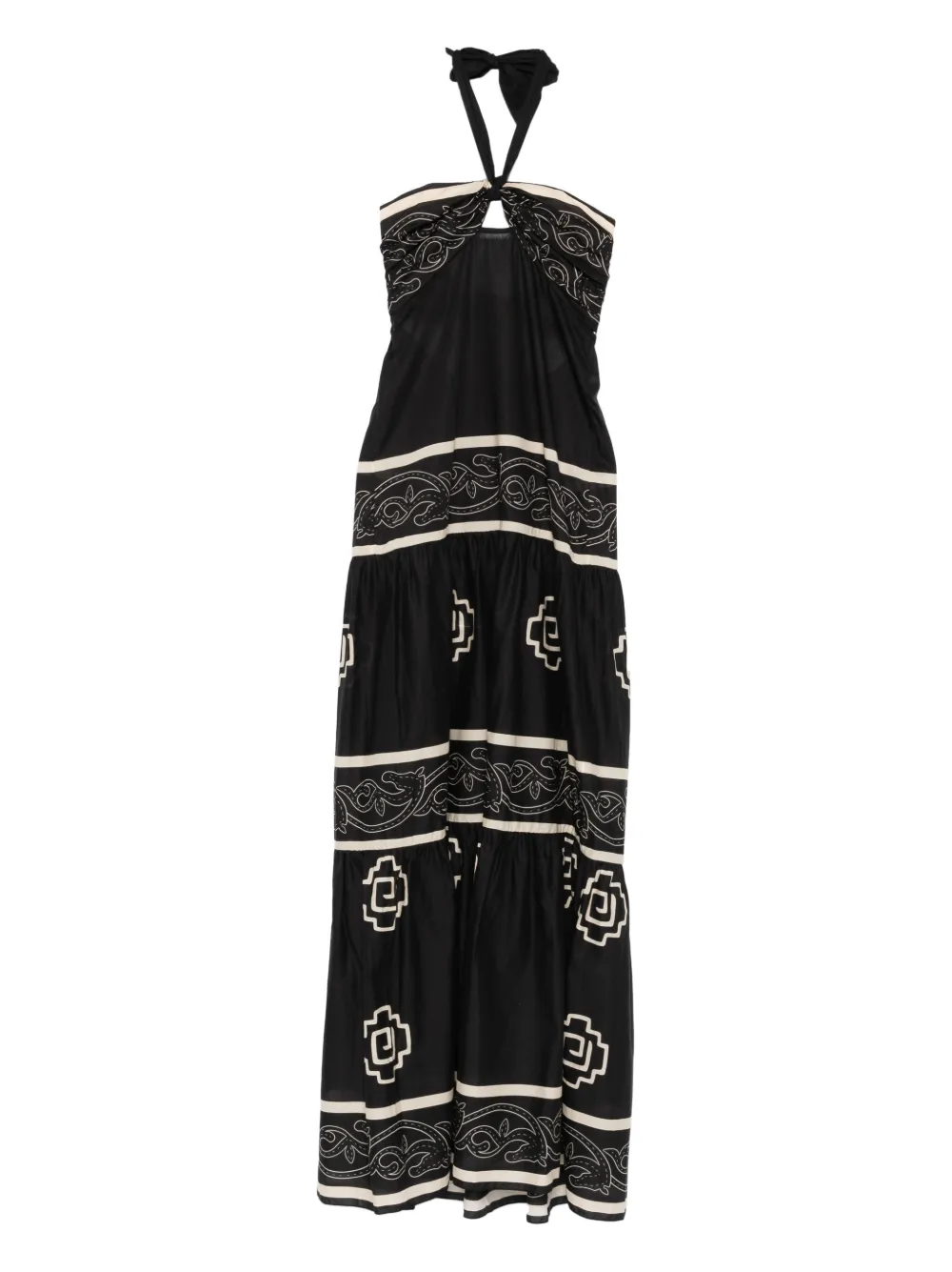 Johanna Ortiz Halter Graphic Maxi Dress In Black