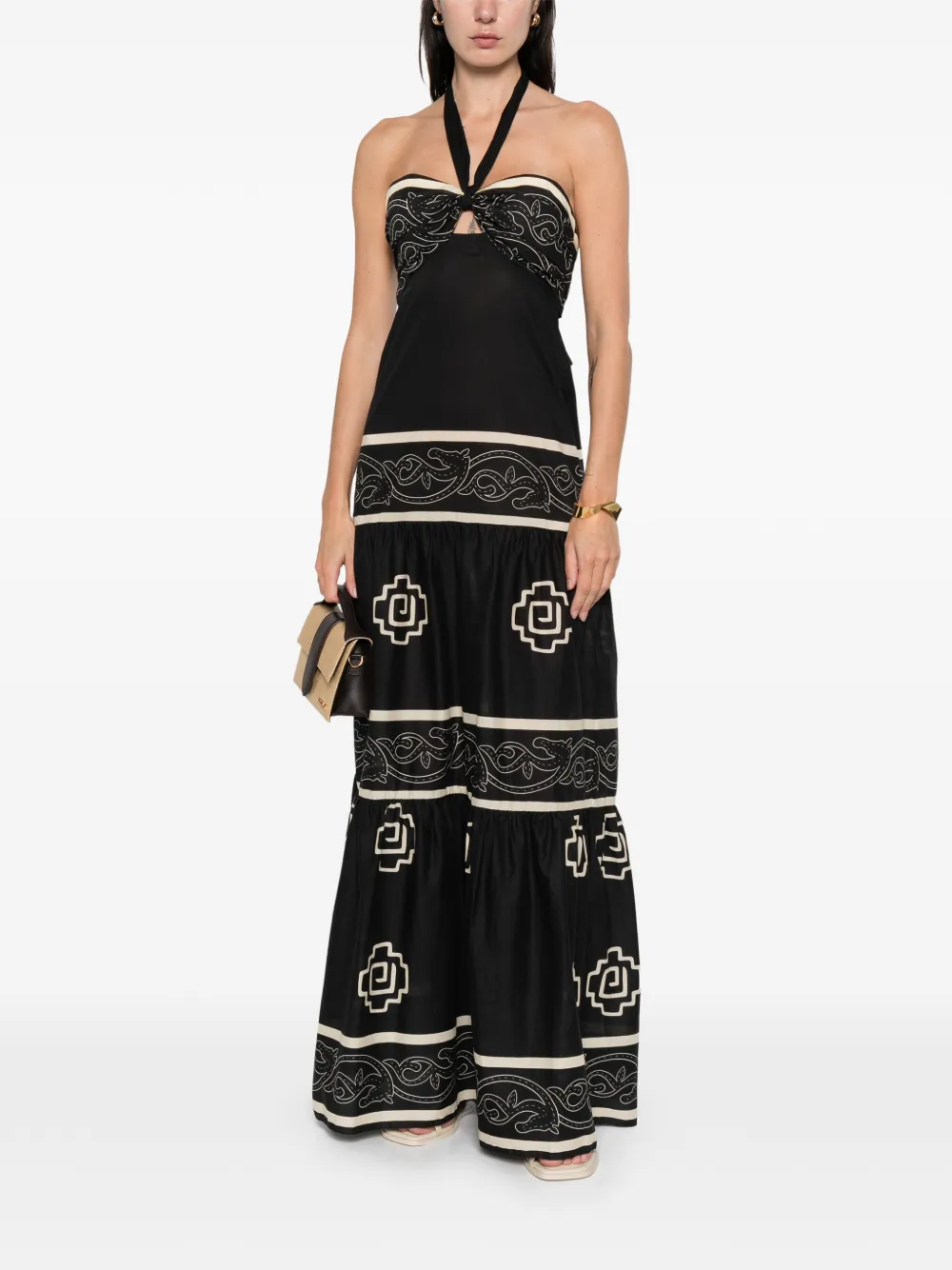 Johanna Ortiz halter graphic maxi dress - Zwart