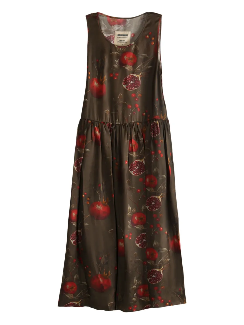 Uma Wang Ardal pomegranate-print smock dress | Brown | Image 1