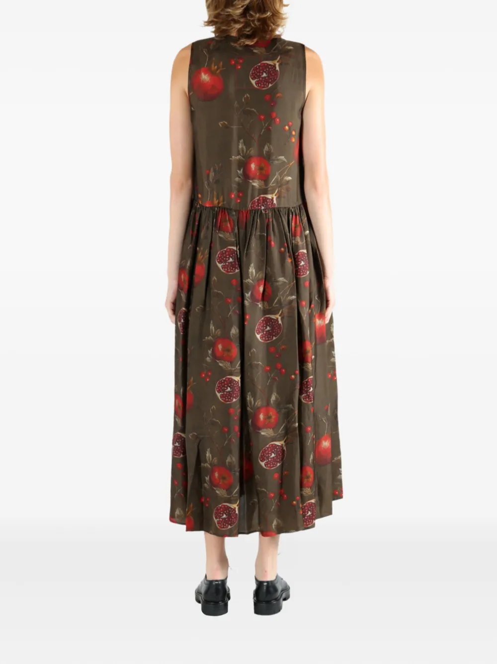 Uma Wang Printed Viscose And Cupro Ardal Dress In Brown