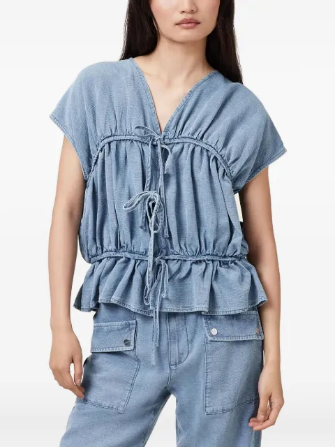 AllSaints Remy tie-front ruffled top