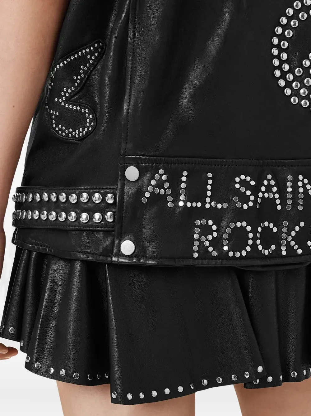 AllSaints Leren bikerjack met studs Zwart