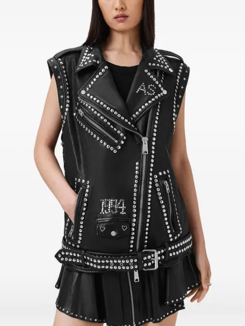AllSaints studded leather biker vest