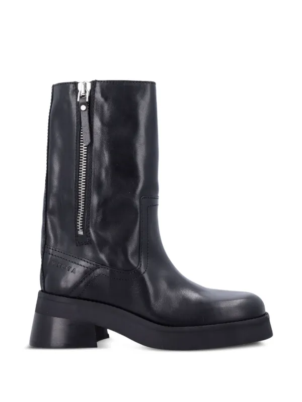 Miista Gunda zip-detail Leather Boots | Black | FARFETCH