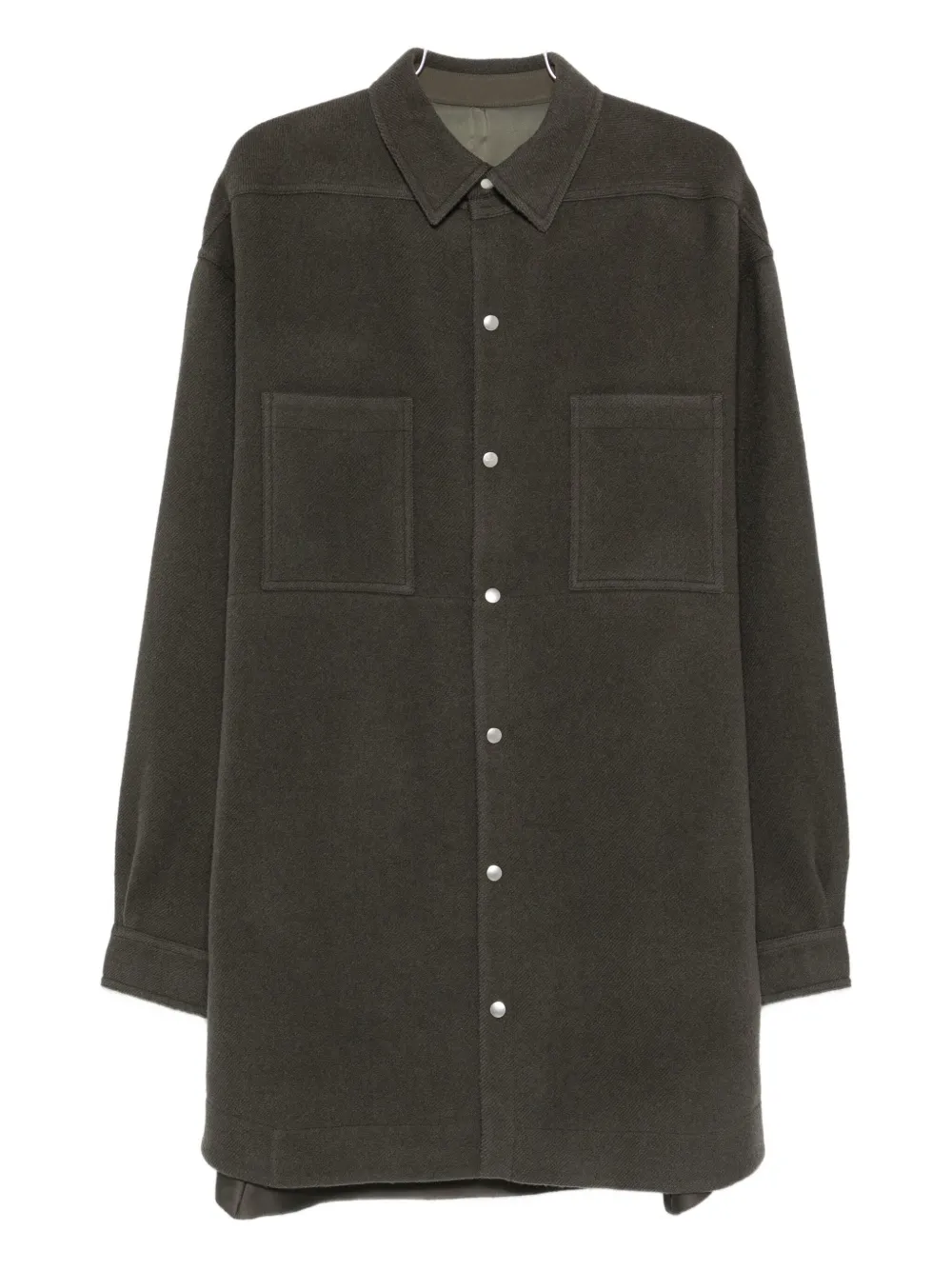 Rick Owens Giacca-camicia in lana con tasche - Verde