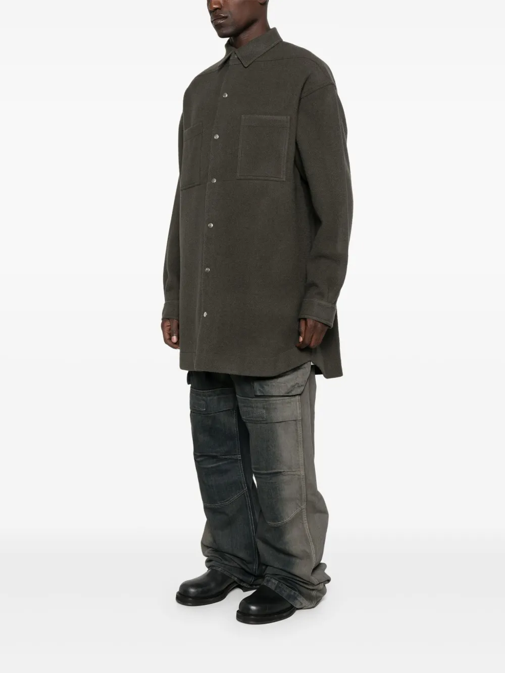 Rick Owens Khaki Concordians Oversized Outershirt In Green