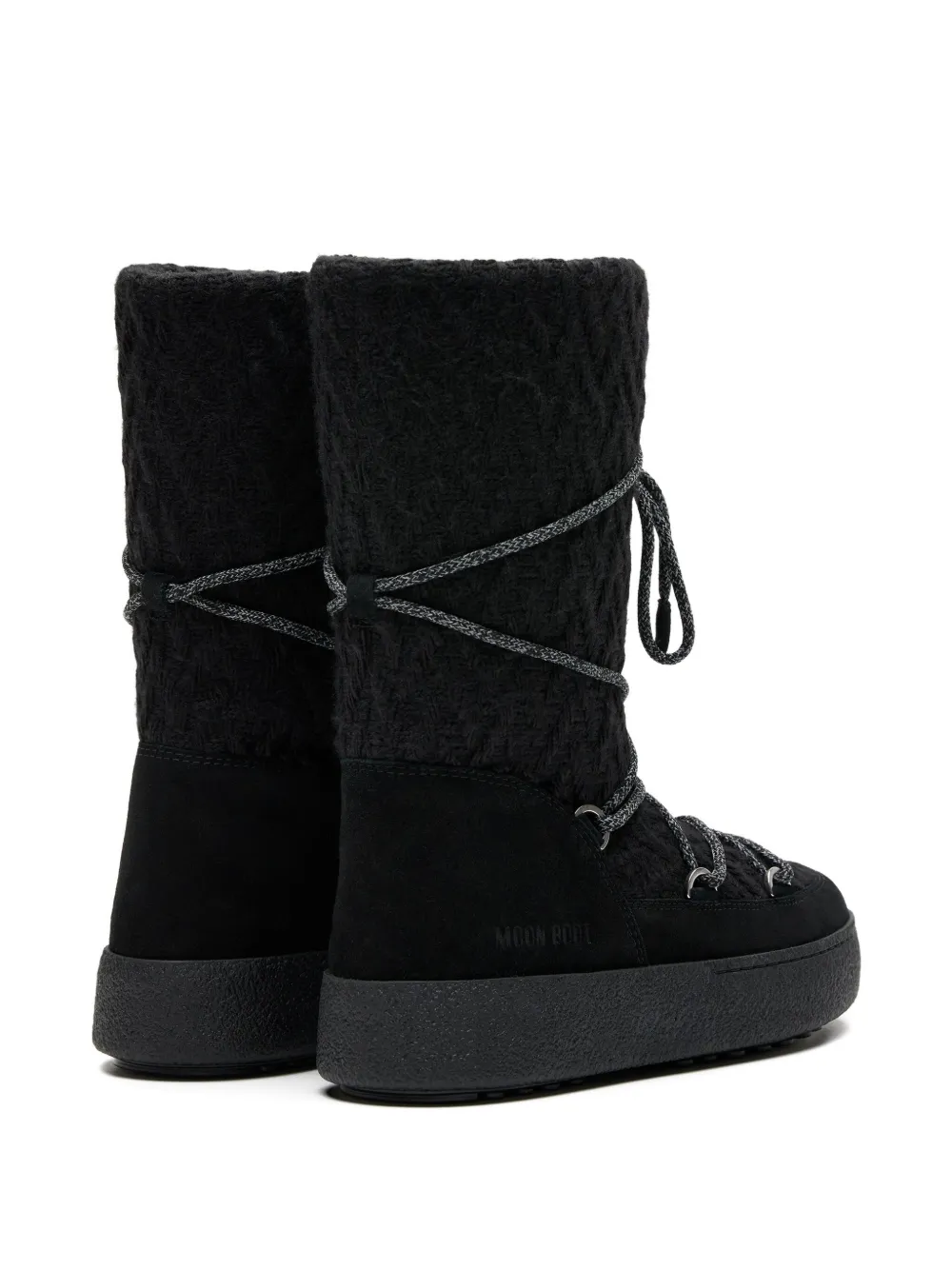Moon Boot Knit-upper Lace-up Boots In Black