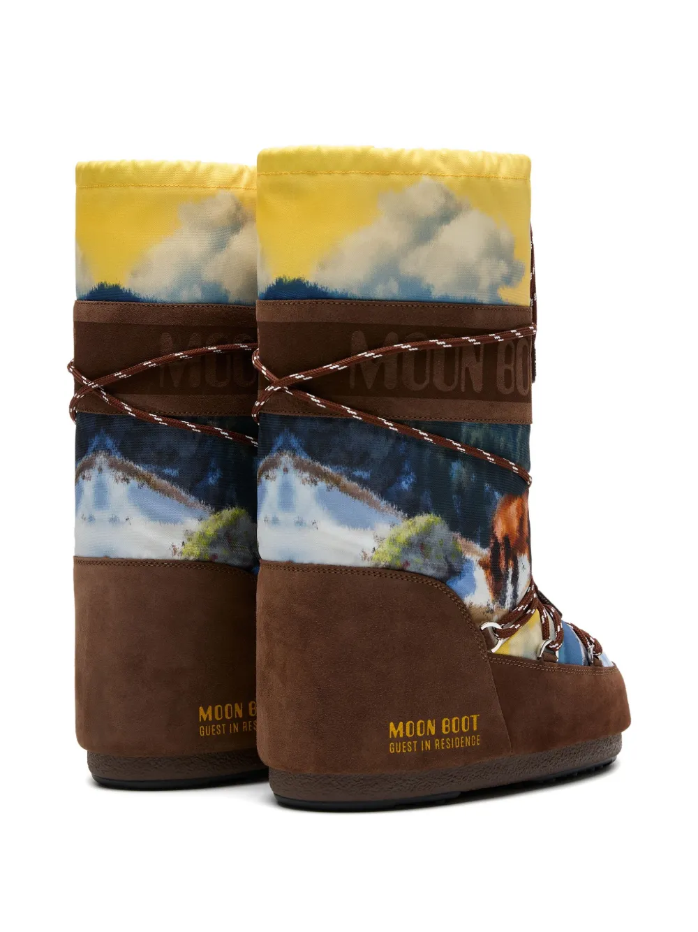 Moon Boot X Guest In Residence Landscape-print Boots In Brown