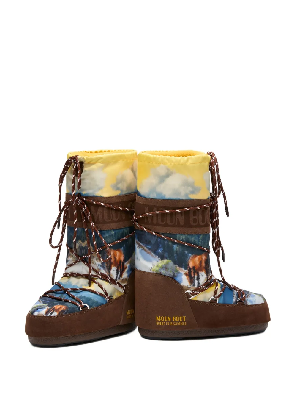 Moon Boot X Guest In Residence Landscape-print Boots In Brown