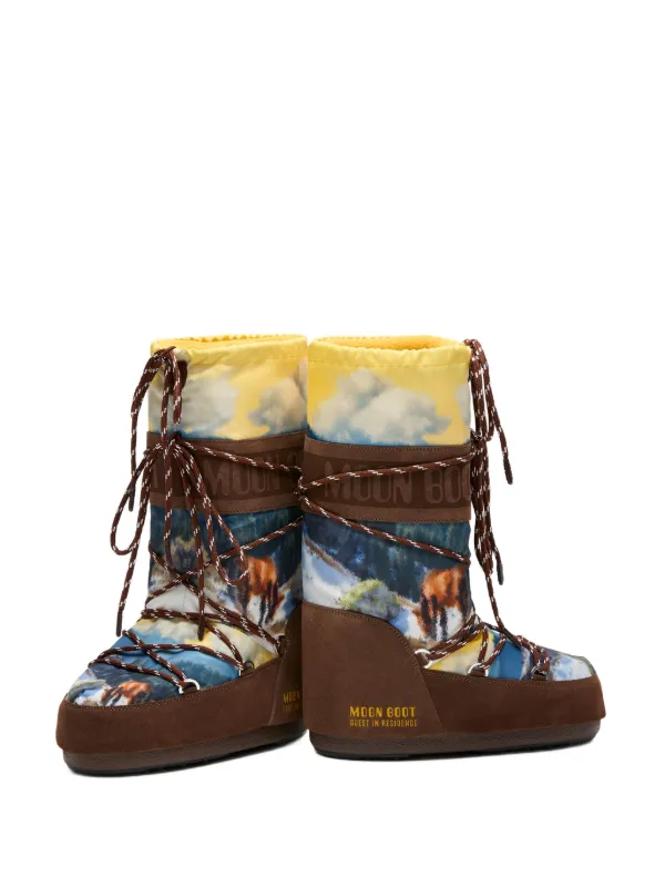 Moon Boot x Guest In Residence landscape-print Boots | Brown