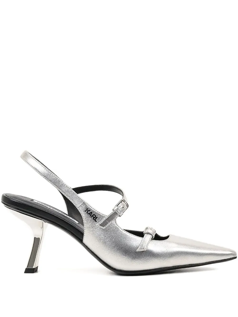 Karl Lagerfeld buckle-detail slingback pumps Silver