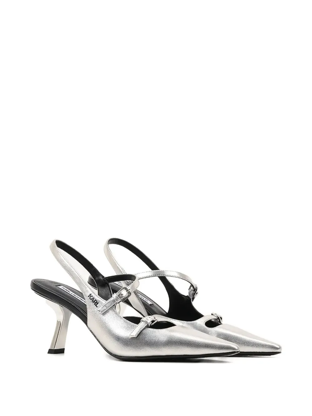 Karl Lagerfeld buckle-detail slingback pumps Silver