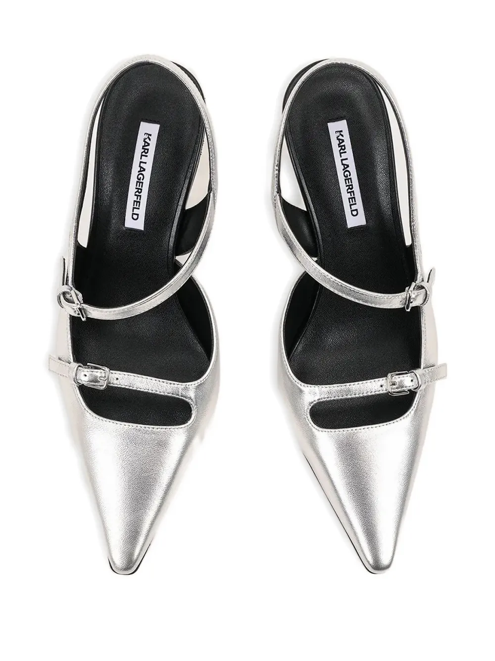 Karl Lagerfeld buckle-detail slingback pumps Silver