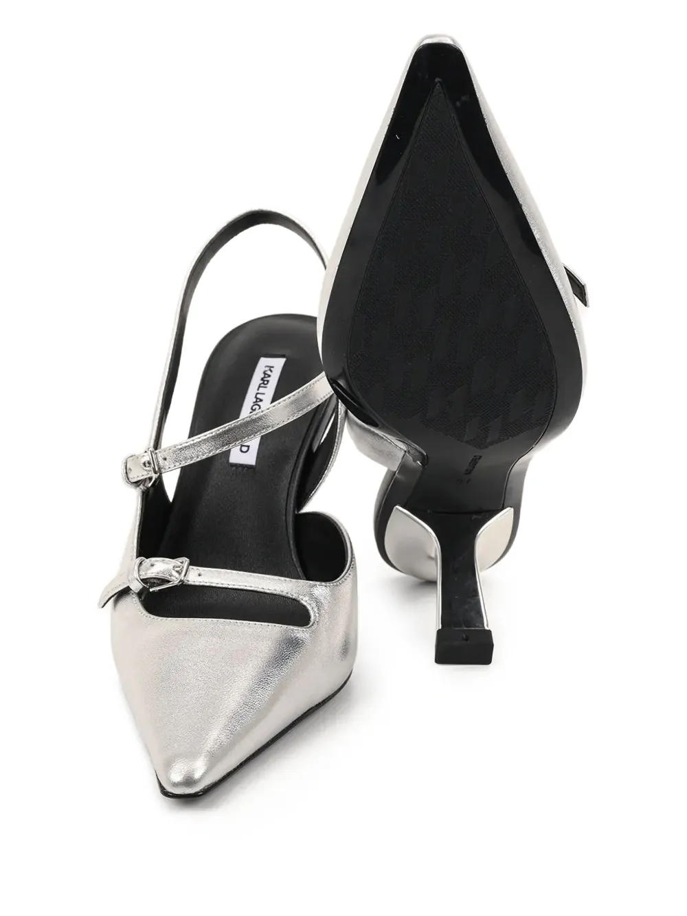 Karl Lagerfeld buckle-detail slingback pumps Silver