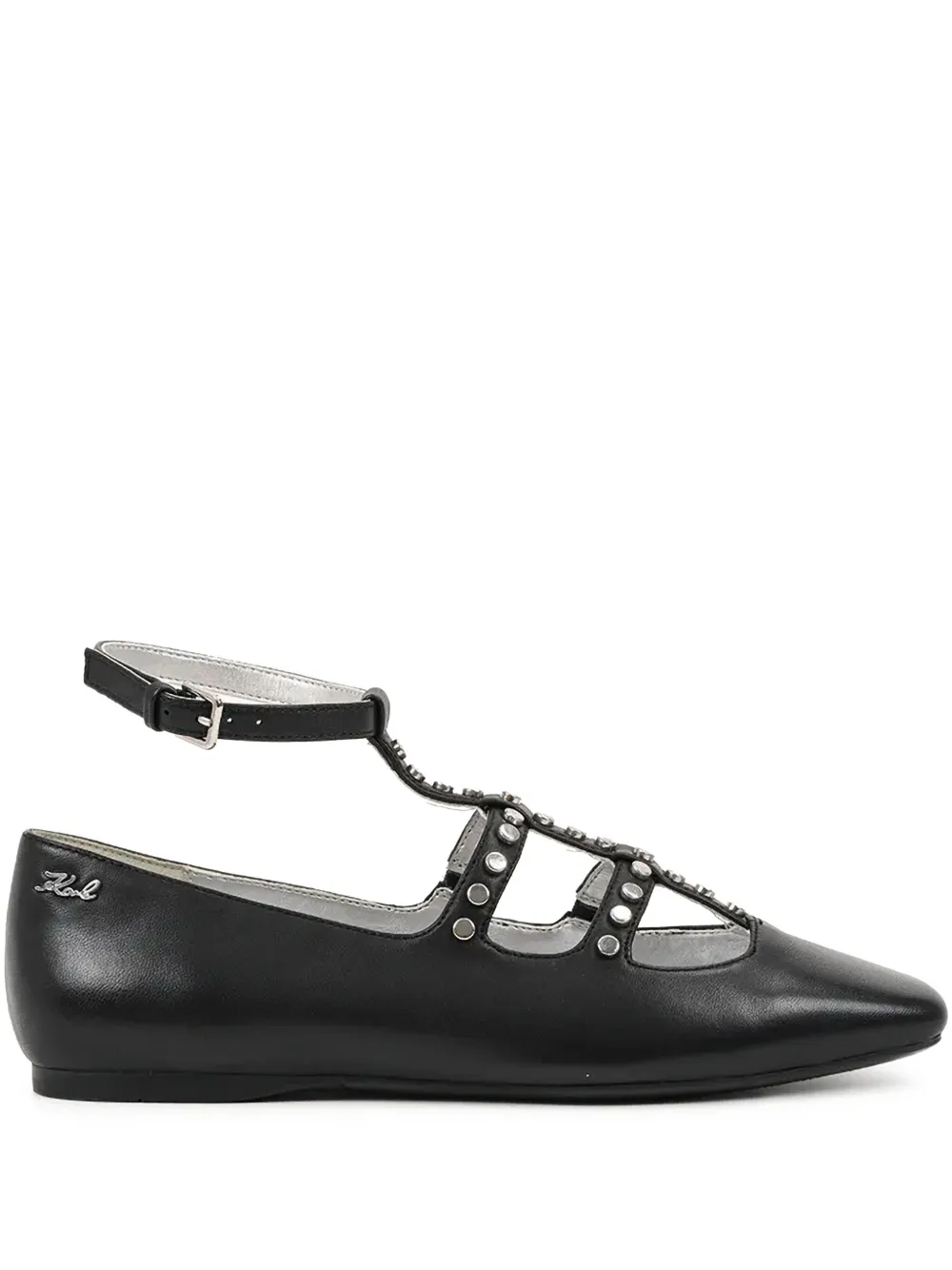 Karl Lagerfeld studded caged ballet flats Black