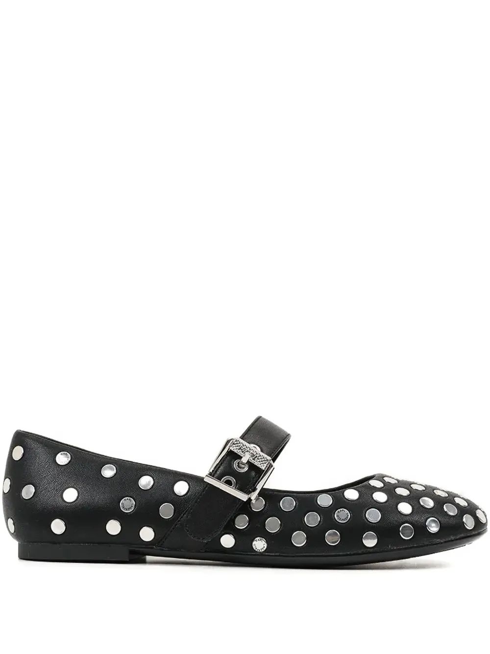 Karl Lagerfeld Stud-embellished Buckle Ballet Flats In Black