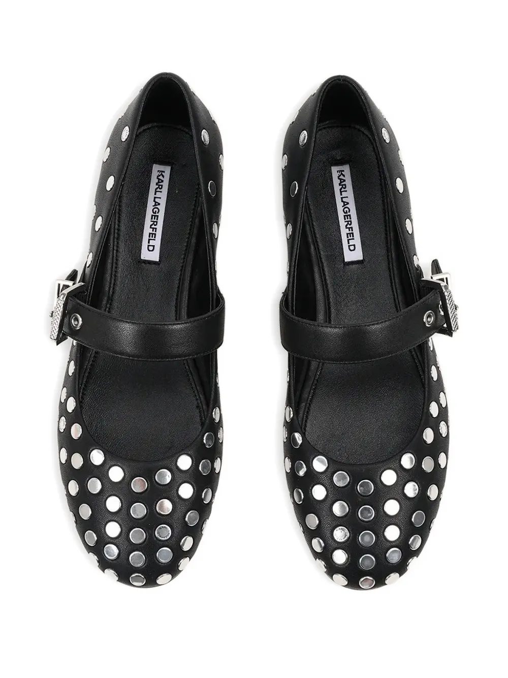 Karl Lagerfeld stud-embellished buckle ballet flats Black