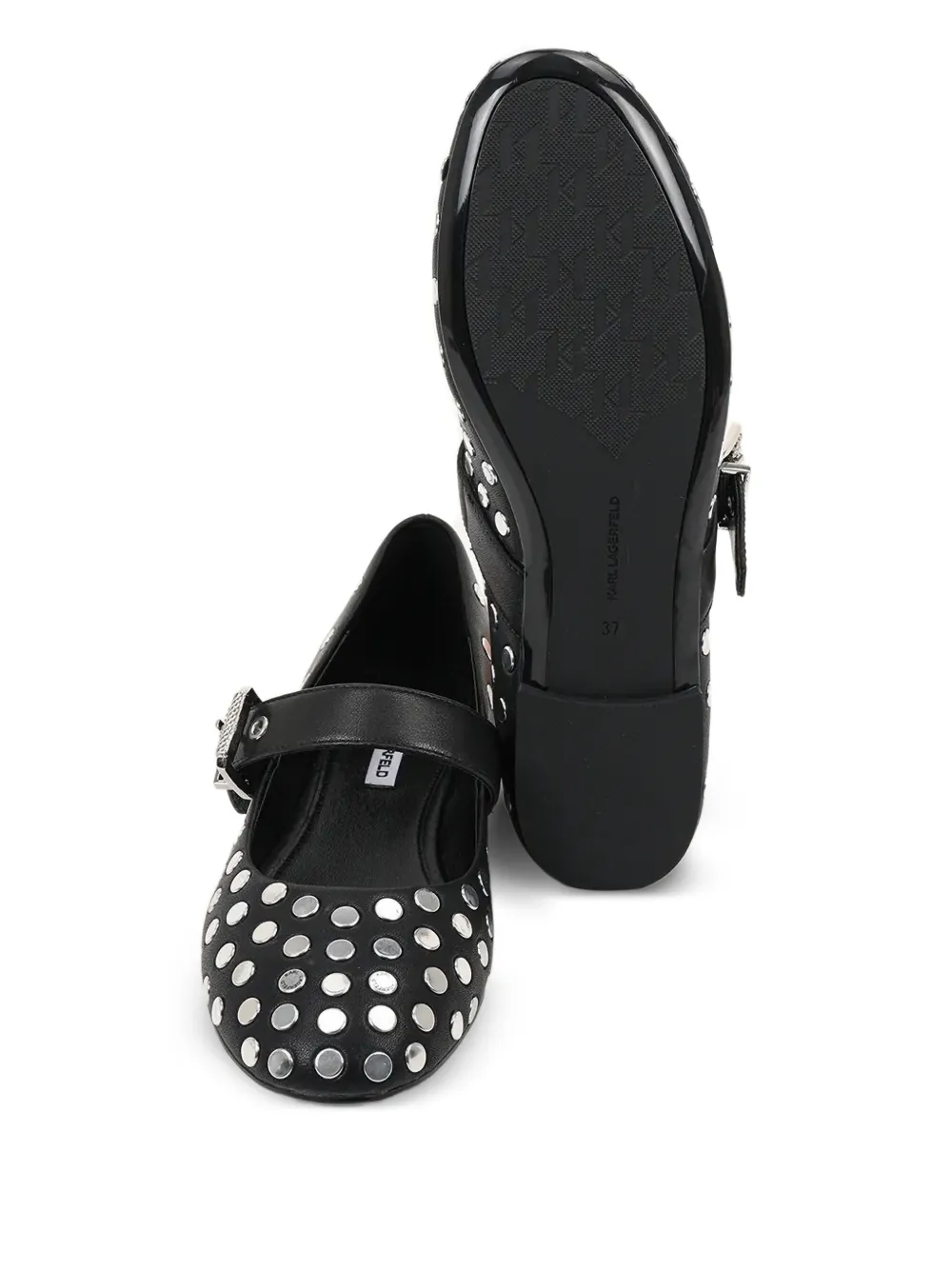 Karl Lagerfeld stud-embellished buckle ballet flats Black