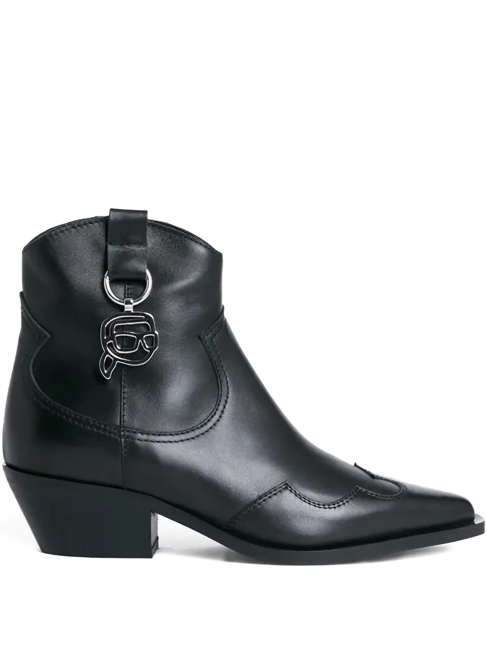 Karl Lagerfeld leather-zip detail cowboy boots Black