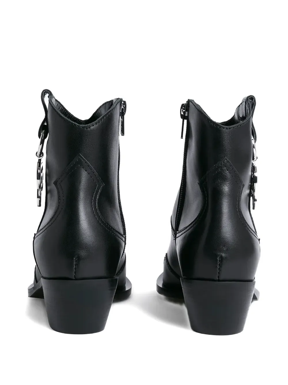 Karl Lagerfeld Leather-zip Detail Cowboy Boots In Black