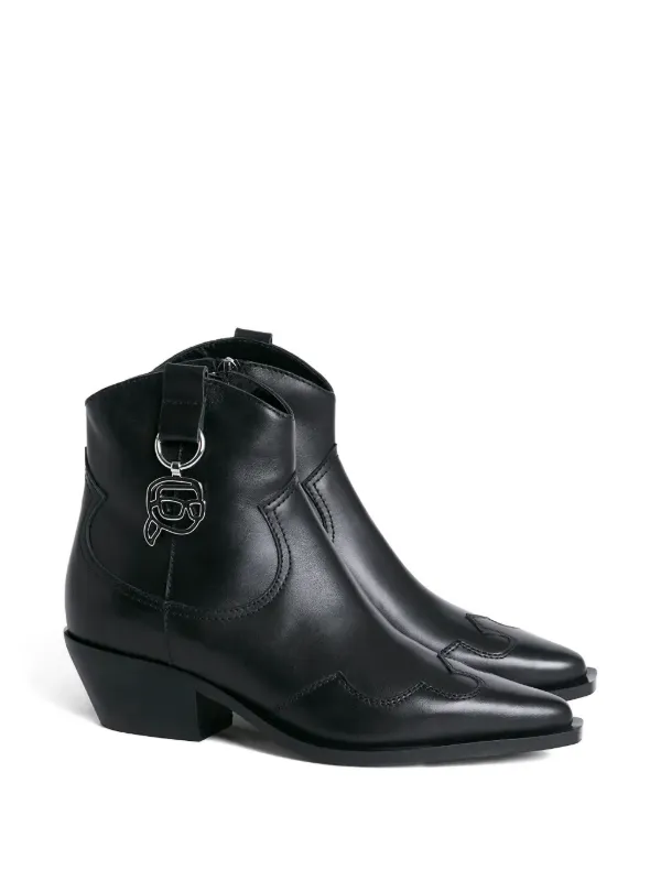 黒のレザーウエスタンブーツ ブラックレザーウエスタンブーツ