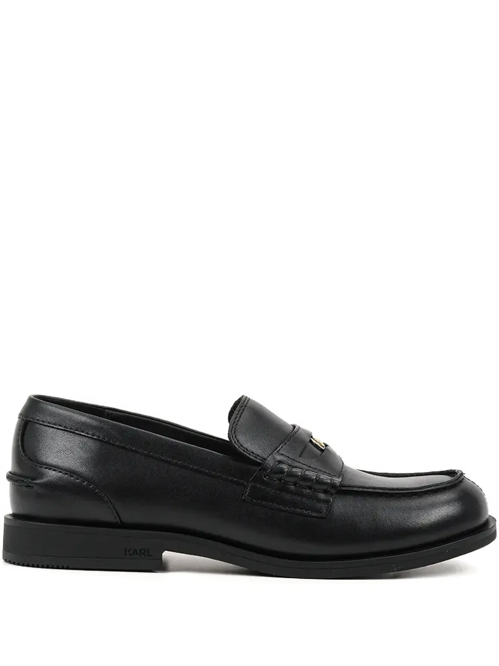 Karl Lagerfeld Leather-plaque Loafers In Black