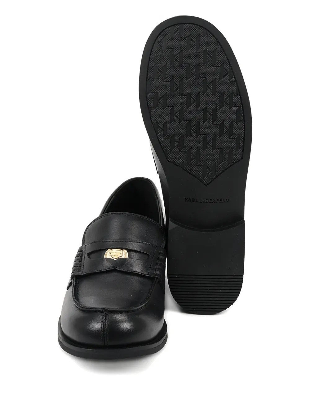 Karl Lagerfeld leather-plaque loafers Black