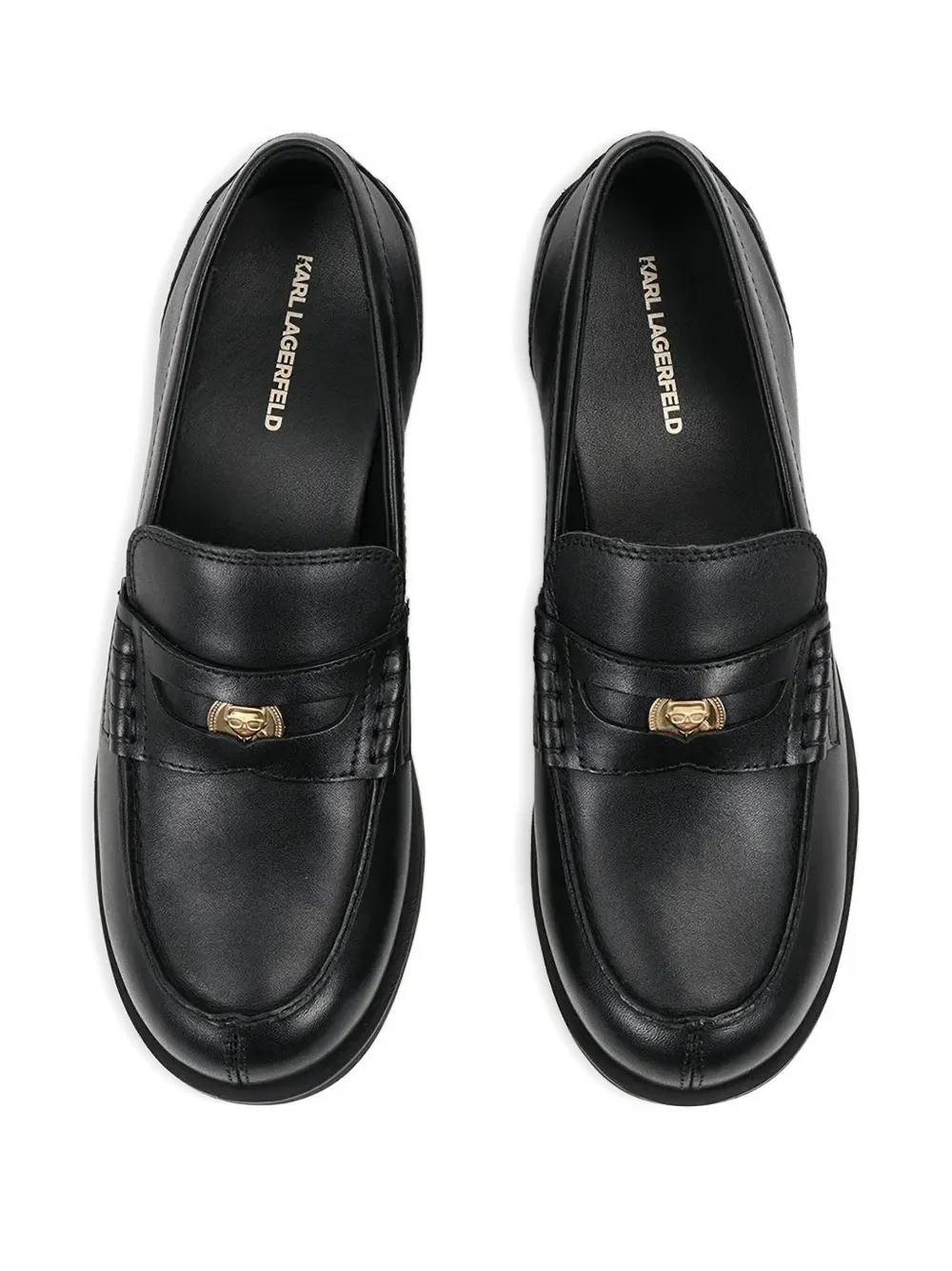 Karl Lagerfeld leather-plaque loafers Black