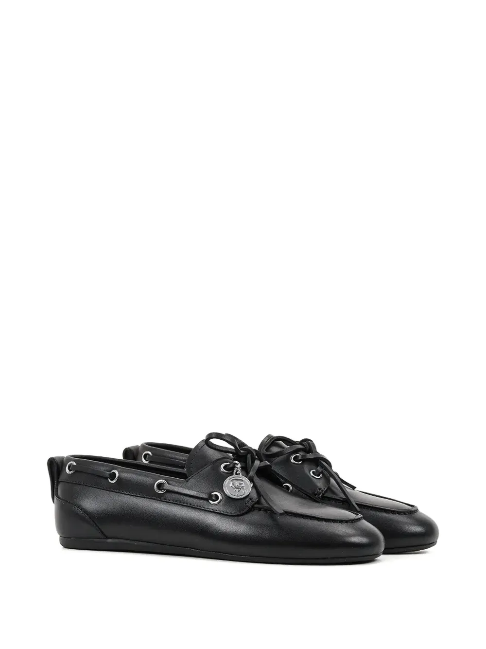 Karl Lagerfeld Leren bootschoenen met veters - Zwart